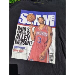 Mitchell & Ness Allen Iverson T-Shirt Men's Sz XL Black Sixers 97 Slam Magazine